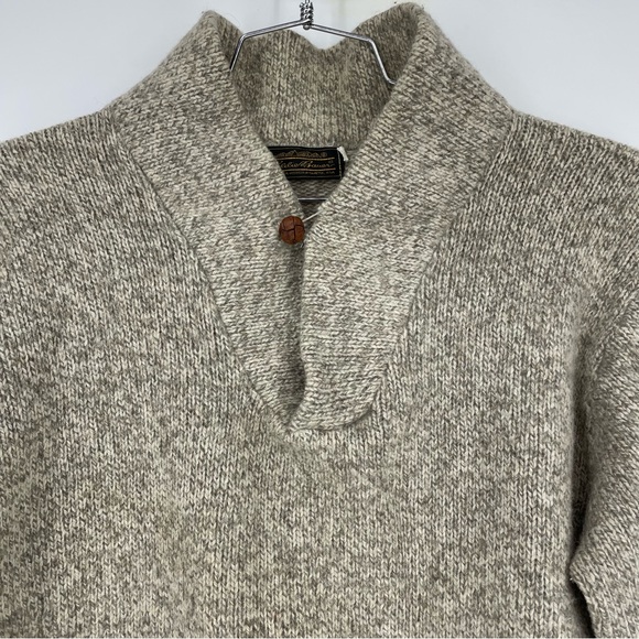 Vintage Eddie Bauer Pullover Sweater Single Button Men's Size Large Wool Blend - Picture 2 of 6
